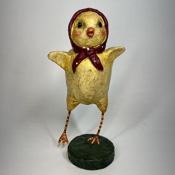 Lori Mitchell Bitsy Biddie Chick Figurine Red Polka Scarf VTG Rare Signed 9” - Picture 1 of 13